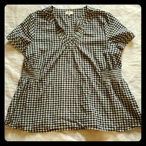 Crown & Ivy Navy Blue Plaid Short Sleeve Shirt
